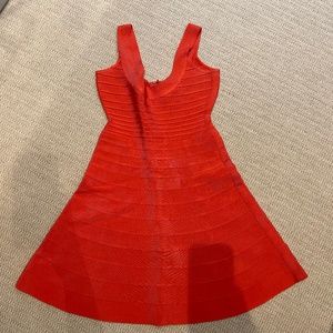 Herve Leger Orange Dress